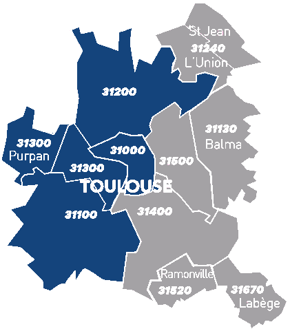 Carte zones Toulouse